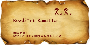 Kozári Kamilla névjegykártya